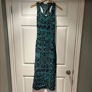 Chic Black and Teal Geometric Maxi Dress